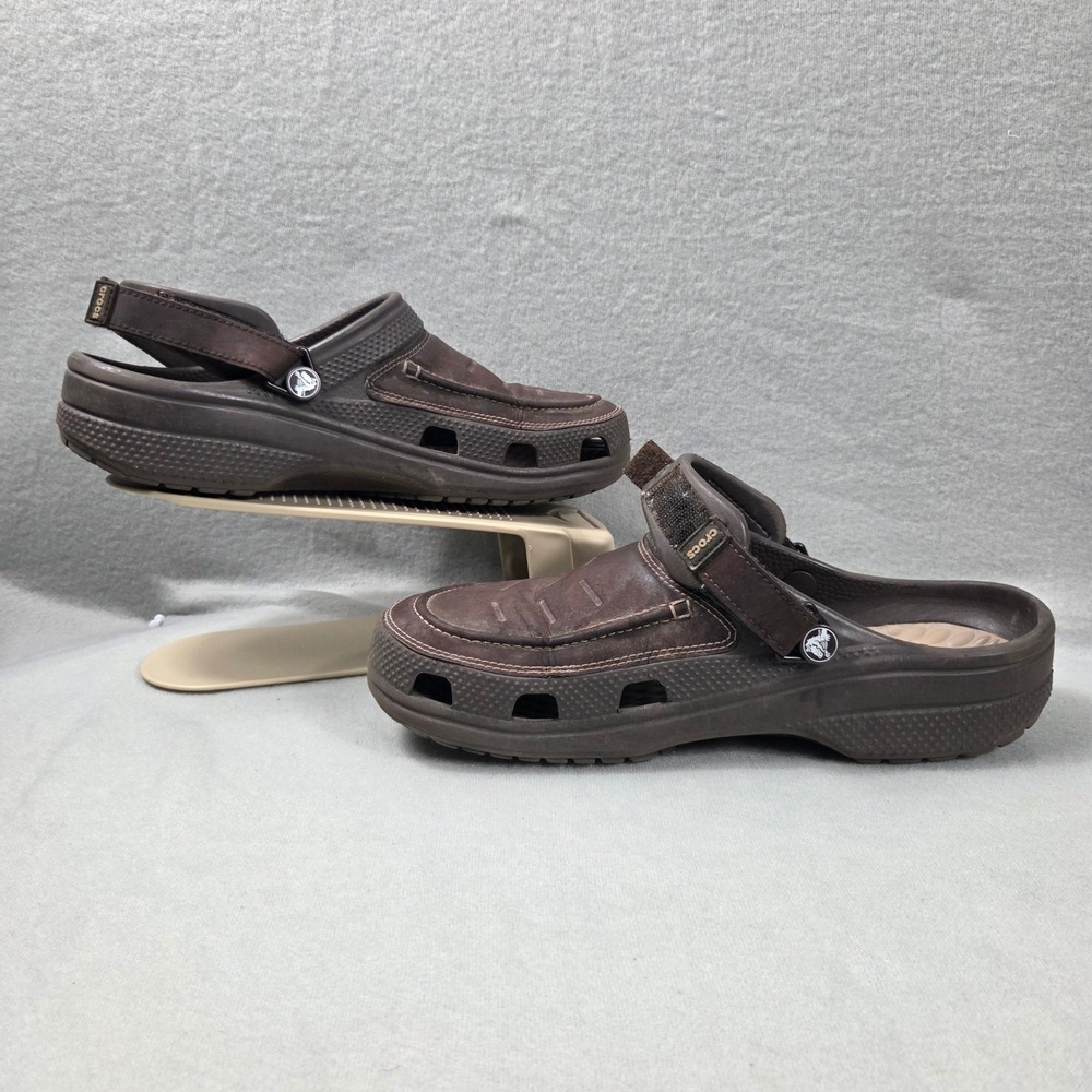 Crocs Yukon Vista II LiteRide Clogs Mens 10 Espresso Brown Leather Clogs 207142